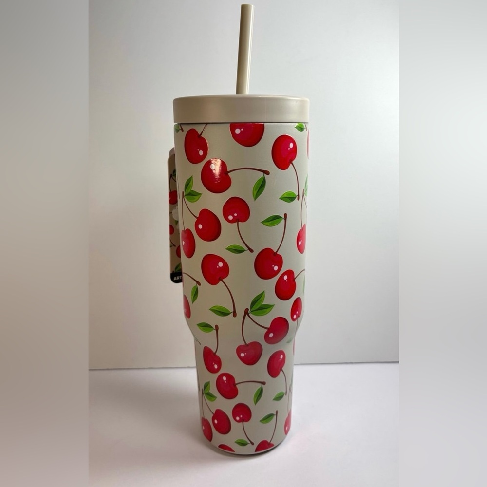 NEW Hydrapeak Stainless Steel Cherry Tumbler with Straw